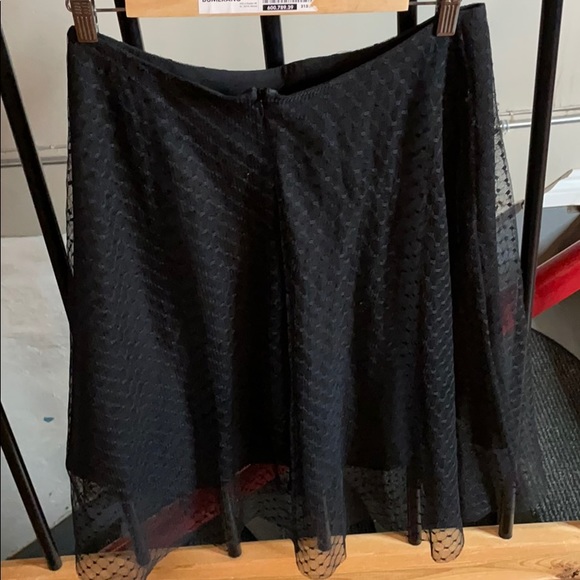 Zara Black Mid Length Skirt With Lace Overlay - Picture 2 of 5